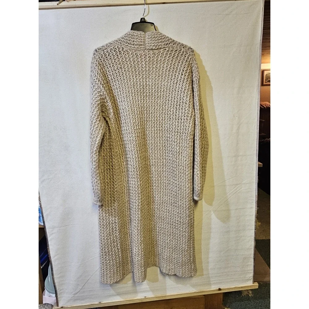 Pink Lili Xs Women's Cardigan Sweater Long Beige Open Front Long Sleeve - Picture 8 of 9